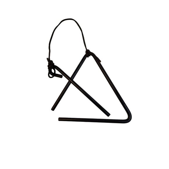 Iron Triangle Dinner Bell With Leather Hanging Strap Black 9x9 inch Country Farm - Picture 9 of 9
